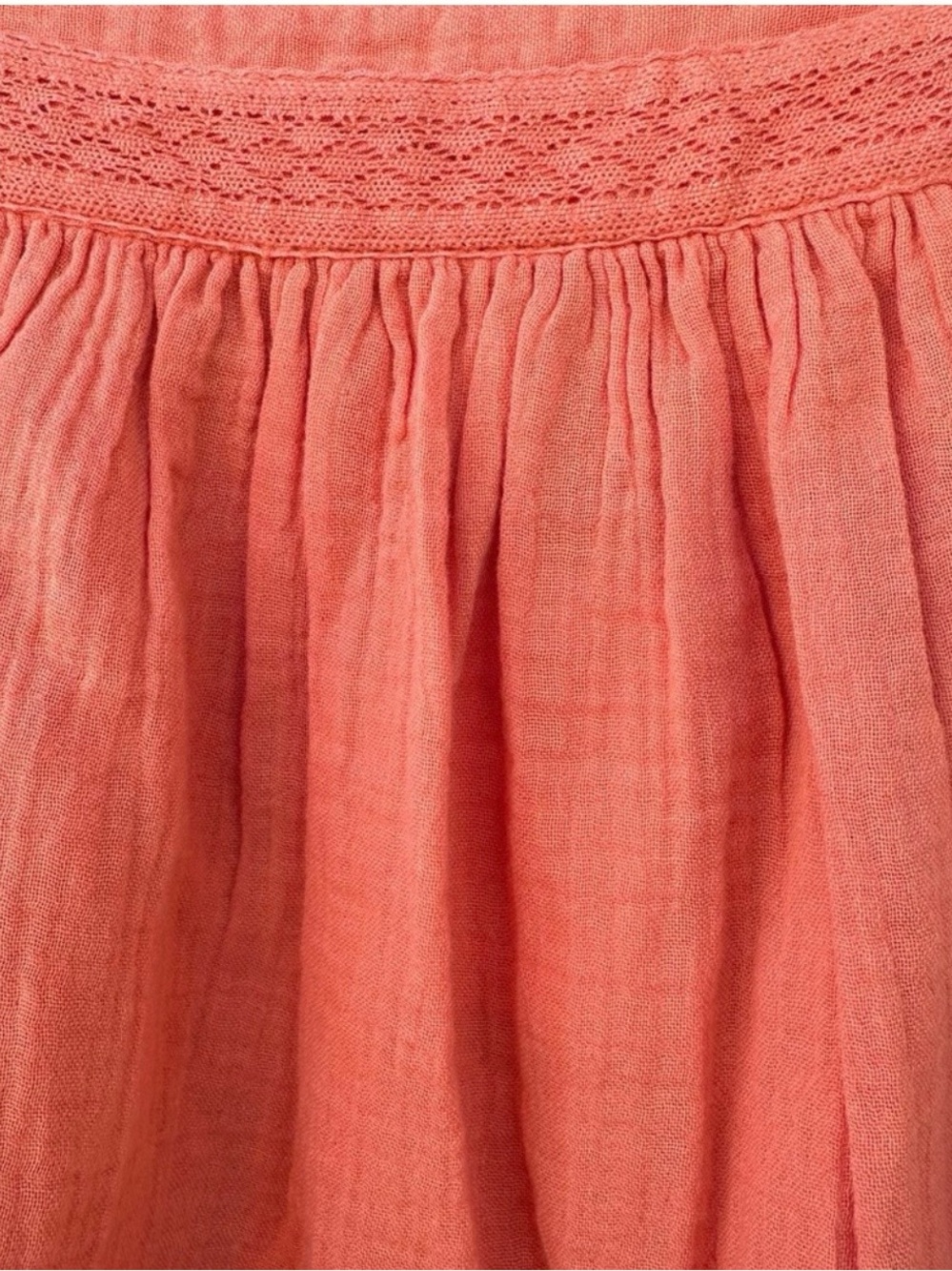 LC Lauren Conrad 100% Cotton Gauze Peasant Blouse Orange Boho NWT S - Picture 5 of 9
